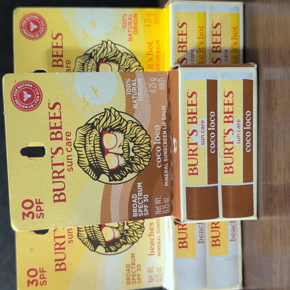 Burt's Bees Sun Care SPF 30 Mineral Sunscreen Lip Balm 6 Tubes Total - Picture 2 of 5